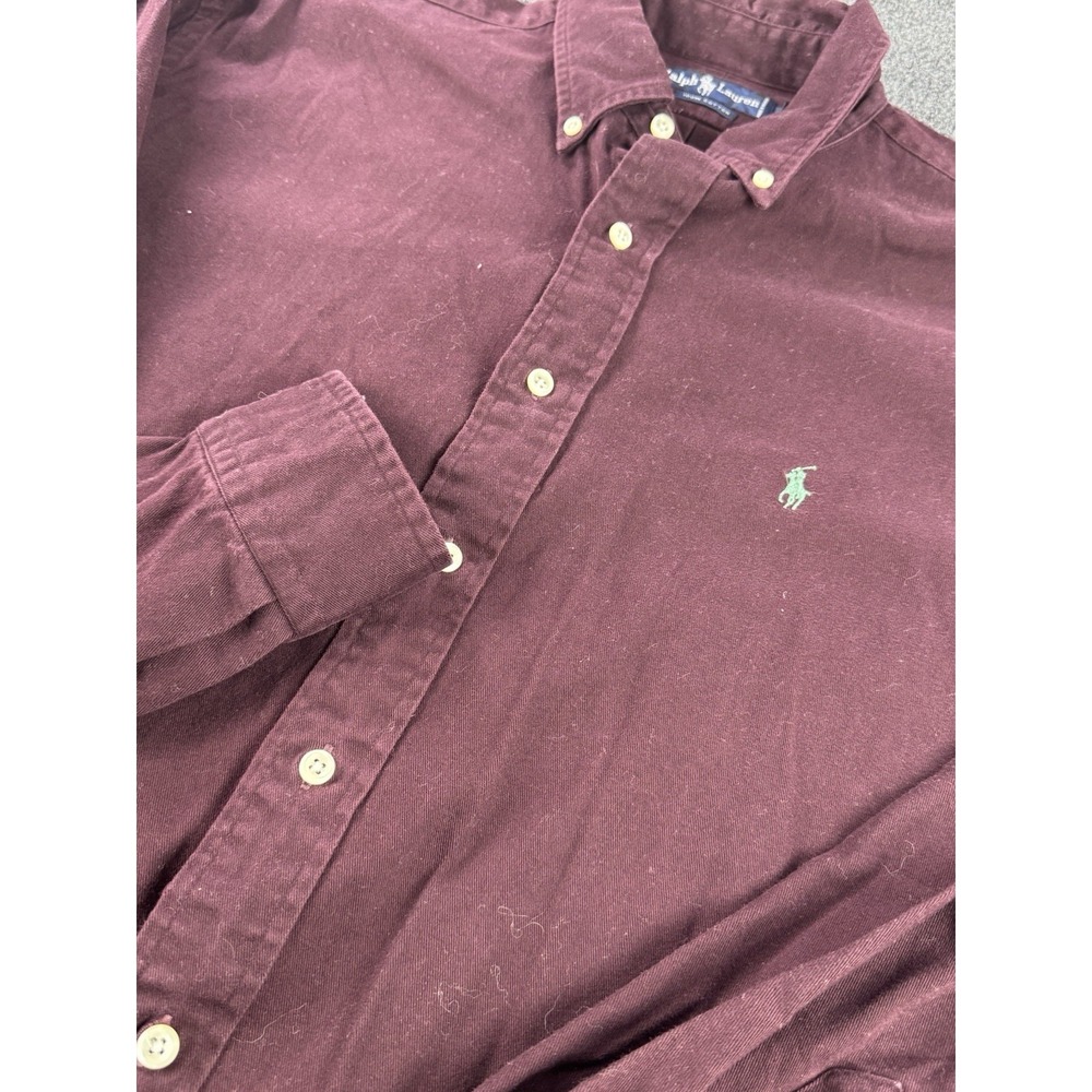 Ralph Lauren Shirt Mens L Burgundy Button Down Green Pony